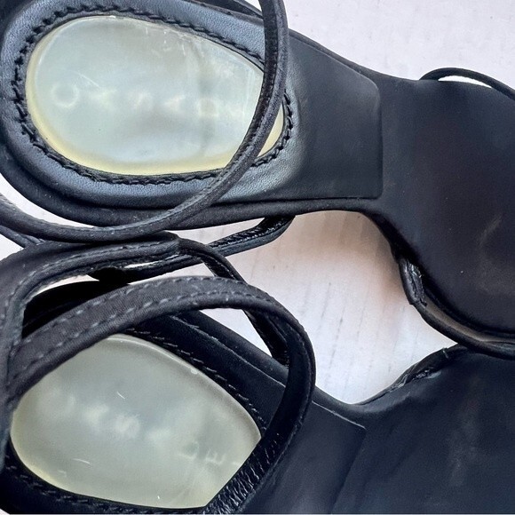 Casadei‎ Black Sandals w/ Ankle Strap & Rattan Bamboo Look Heels Women Sz US 4.5 - Picture 10 of 15